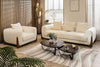 WOOD VOGUE Modern 3 Seater Sofa Chesterfield Wooden Leg's Terry Febric Luxury Soft Cushion Comfurt Sofa For Home & Office