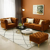 Carpanalli Chesterfield Sofa Set Velvet Tufted Button Design Uphlostered, Gold Metal Legs for Living Room & Bedroom