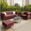Carpanalli Chesterfield Sofa Set Velvet Tufted Button Design Uphlostered, Gold Metal Legs for Living Room & Bedroom