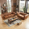 Carpanalli Chesterfield Sofa Set Velvet Tufted Button Design Uphlostered, Gold Metal Legs for Living Room & Bedroom