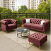 Carpanalli Chesterfield Sofa Set Velvet Tufted Button Design Uphlostered, Gold Metal Legs for Living Room & Bedroom