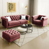 Carpanalli Chesterfield Sofa Set Velvet Tufted Button Design Uphlostered, Gold Metal Legs for Living Room & Bedroom