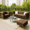 Carpanalli Chesterfield Sofa Set Velvet Tufted Button Design Uphlostered, Gold Metal Legs for Living Room & Bedroom