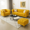Carpanalli Chesterfield Sofa Set Velvet Tufted Button Design Uphlostered, Gold Metal Legs for Living Room & Bedroom