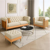 Carpanalli Chesterfield Sofa Set Velvet Tufted Button Design Uphlostered, Gold Metal Legs for Living Room & Bedroom