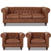 Carpanalli Chesterfield Sofa Set Velvet Tufted Button Design Uphlostered, Gold Metal Legs for Living Room & Bedroom