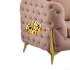 Carpanalli Chesterfield Sofa Set Velvet Tufted Button Design Uphlostered, Gold Metal Legs for Living Room & Bedroom