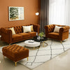 Carpanalli Chesterfield Sofa Set Velvet Tufted Button Design Uphlostered, Gold Metal Legs for Living Room & Bedroom