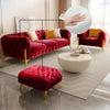 Carpanalli Chesterfield Sofa Set Velvet Tufted Button Design Uphlostered, Gold Metal Legs for Living Room & Bedroom