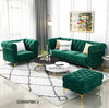 Carpanalli Chesterfield Sofa Set Velvet Tufted Button Design Uphlostered, Gold Metal Legs for Living Room & Bedroom