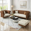 Carpanalli Chesterfield Sofa Set Velvet Tufted Button Design Uphlostered, Gold Metal Legs for Living Room & Bedroom