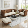 Carpanalli Chesterfield Sofa Set Velvet Tufted Button Design Uphlostered, Gold Metal Legs for Living Room & Bedroom