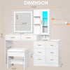 Makeup Vanity Desk with LED Mirror, 8 Drawers & Storage Shelves with Stool