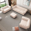 wood vogue Large Sofa PU, Sofa Furniture Sofa Set Modern Couch Furniture Sofa Classic Tufted Chesterfield Sofa Set 3+2+1=6 Seater 1 footrest  Tufted Back for Living Room,