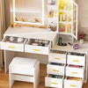 Makeup Vanity Desk with LED Mirror, 8 Drawers & Storage Shelves with Stool